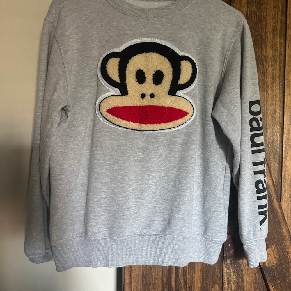 Paul Frank Gray Crewneck Sweater with Iconic Monkey Logo